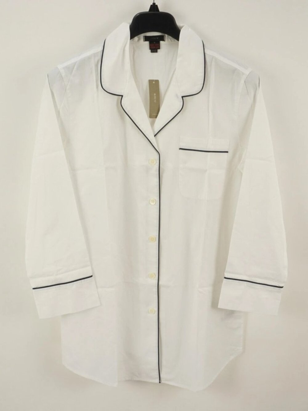 NWOT J. Crew End on End Sleep Shirt Women's Medium Lightweight White Blue Cotton